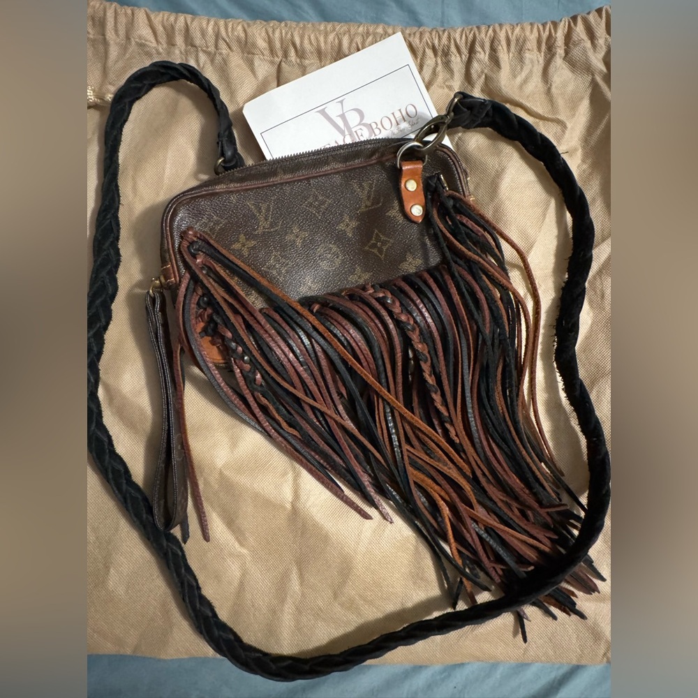 Vintage Boho Authentic LouisVuitton  Fringe Crossbody Bag